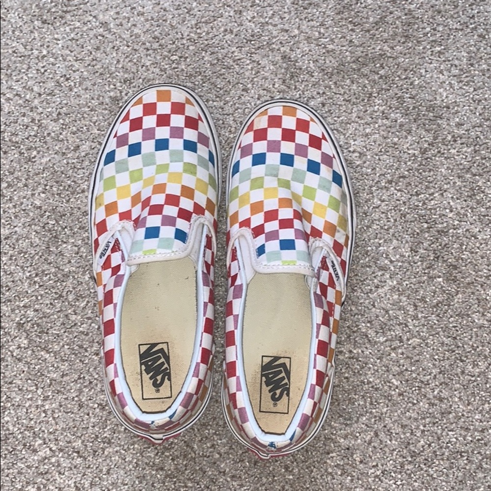 rainbow checkered vans
